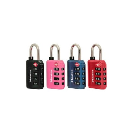 Master Lock Master Lock No 4691DWD TSAAccept SetYour Own Combination Zinc Padlock  Assorted Colors, PK4 4691DWD